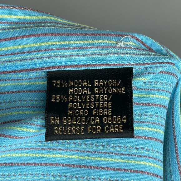 Mens BUGATCHI XXL Long Sleeve Button Down Dress Shirt Stripe Rayon Blend Casual - Picture 7 of 10